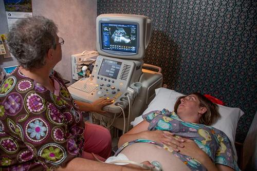 Technician giving patient an ultrasound